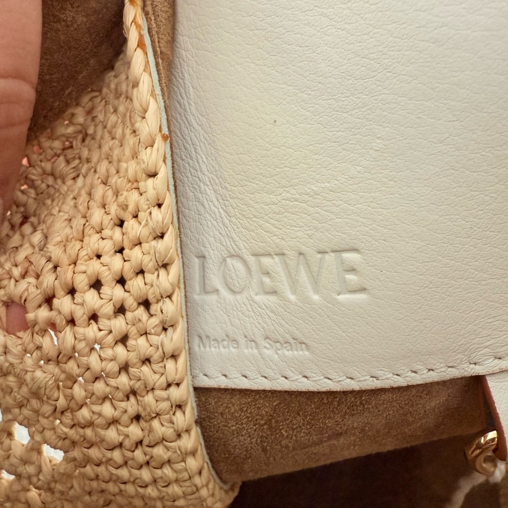 Loewe Hammock Bag, Raffia and White Leather - Picture 6 of 17
